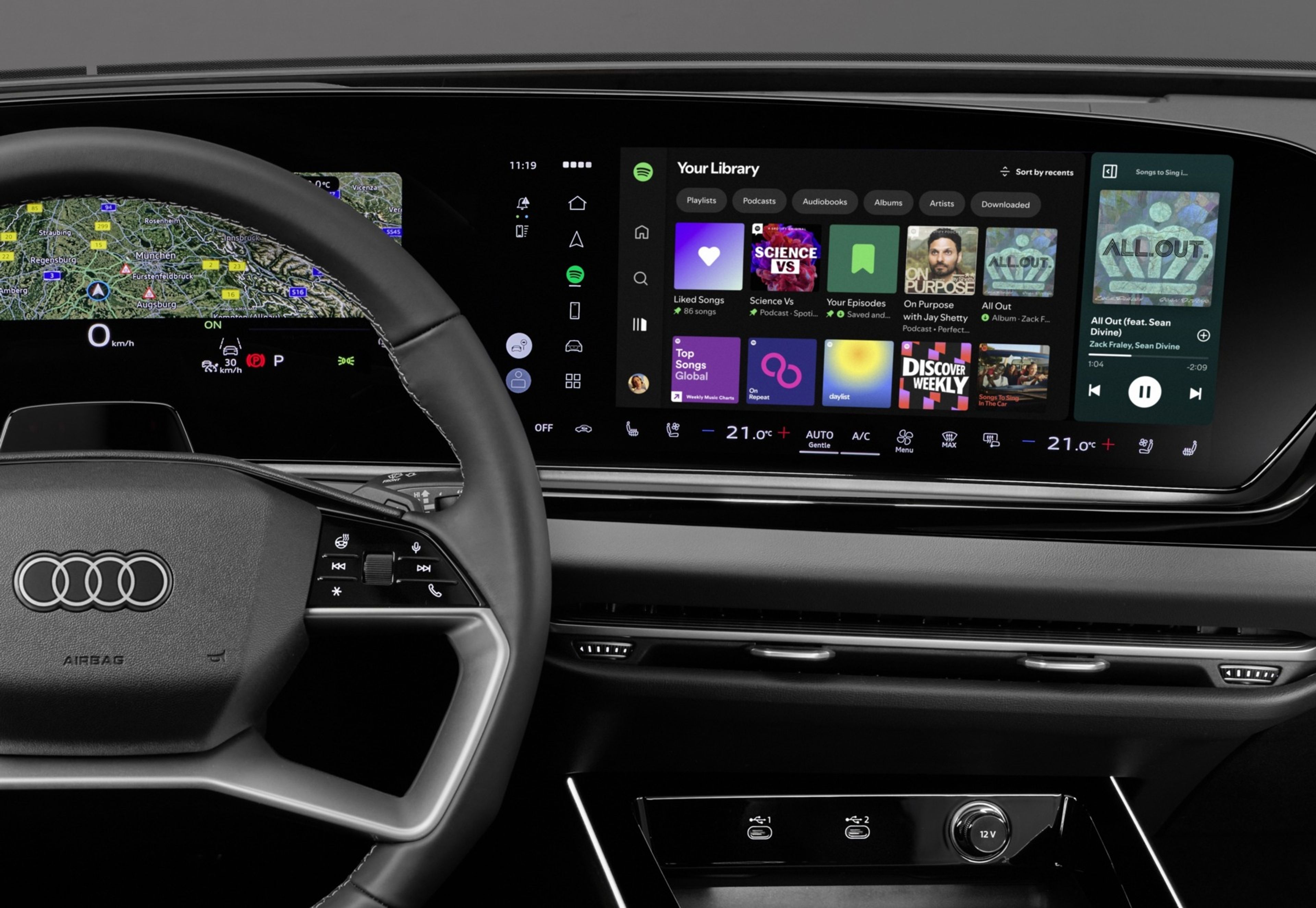 Als erster Automobilhersteller bringt Audi native In-Car App von Spotify auf den Markt